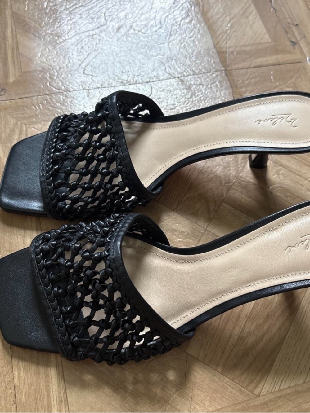 22Eleve Woven Slide Heel in Black by Unknown Brand